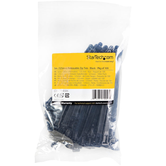 EAN 65030890472 - StarTech.com CBMZTRB5BK presilla Brida reutilizable Nylon, Plástico Negro 100 pieza(s) imagen 5
