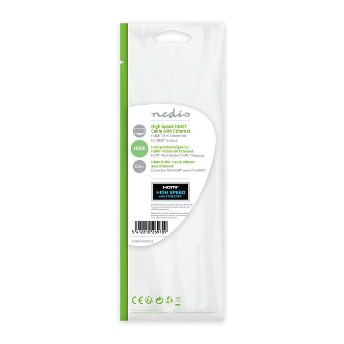 EAN 5412810269709 - Nedis CVGP34590BK02 cable HDMI 0,2 m HDMI Type C (Mini) HDMI tipo A (Estándar) Negro imagen 3