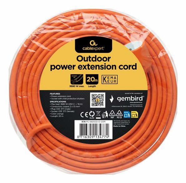 EAN 8716309134774 - Gembird PC-186XOD-O-20M base múltiple 1 salidas AC Exterior Naranja imagen 4