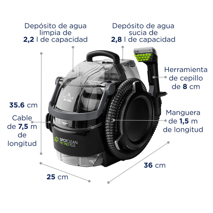 EAN 11120272369 - Bissell SpotClean Pet Pro Plus máquina de limpieza de alfombras De mano Profundo Negro, Transparente imagen 10