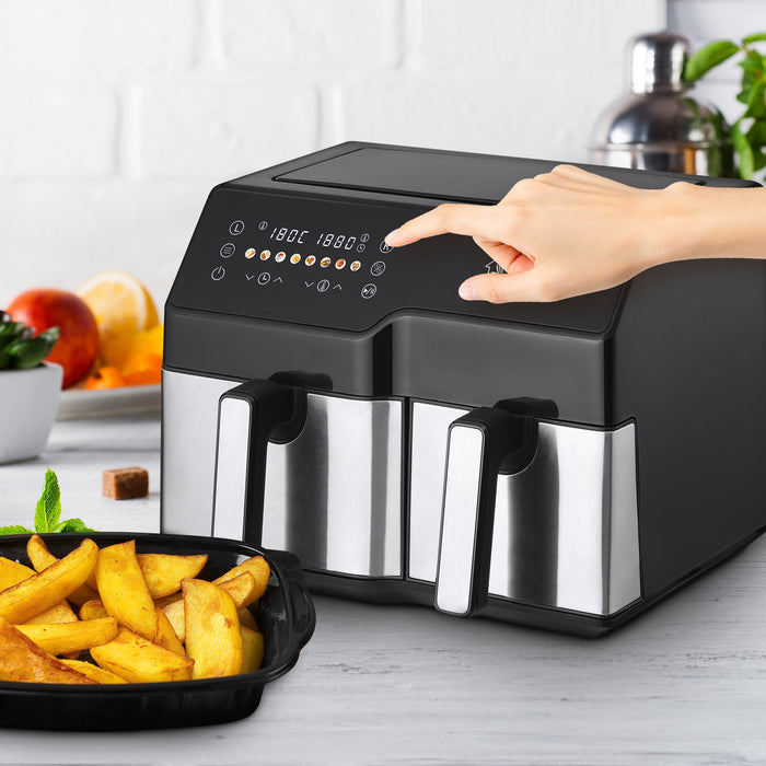 EAN 5906168638671 - Extralink HOME AIR FRYER 10L (6L+4L) EU SJ-1000 2500W freidora Doble Freidora de aire caliente Negro imagen 5
