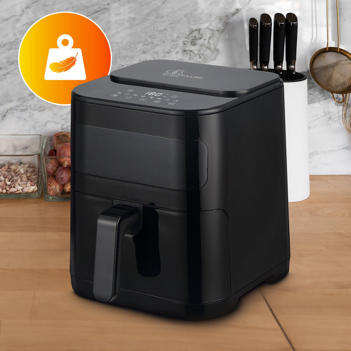 EAN 5906168638671 - Extralink HOME AIR FRYER 10L (6L+4L) EU SJ-1000 2500W freidora Doble Freidora de aire caliente Negro imagen 12