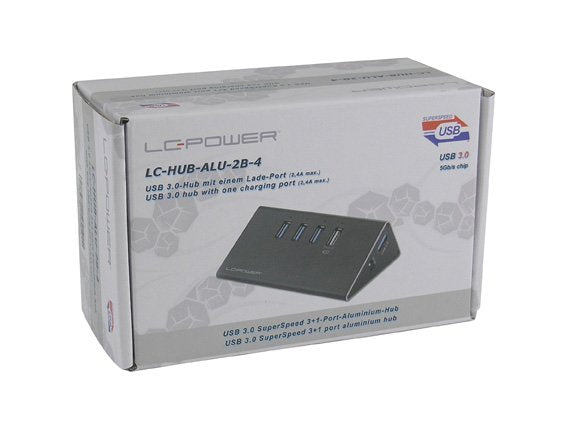 EAN 4260070125362 - LC-Power LC-HUB-ALU-2B-4 hub de interfaz USB 3.2 Gen 1 (3.1 Gen 1) Type-A 5000 Mbit/s Negro imagen 2