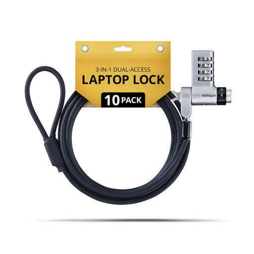 EAN 65030919906 - StarTech.com 10-Pack 3-in-1 Laptop Lock cable antirrobo Negro, Plata imagen 1