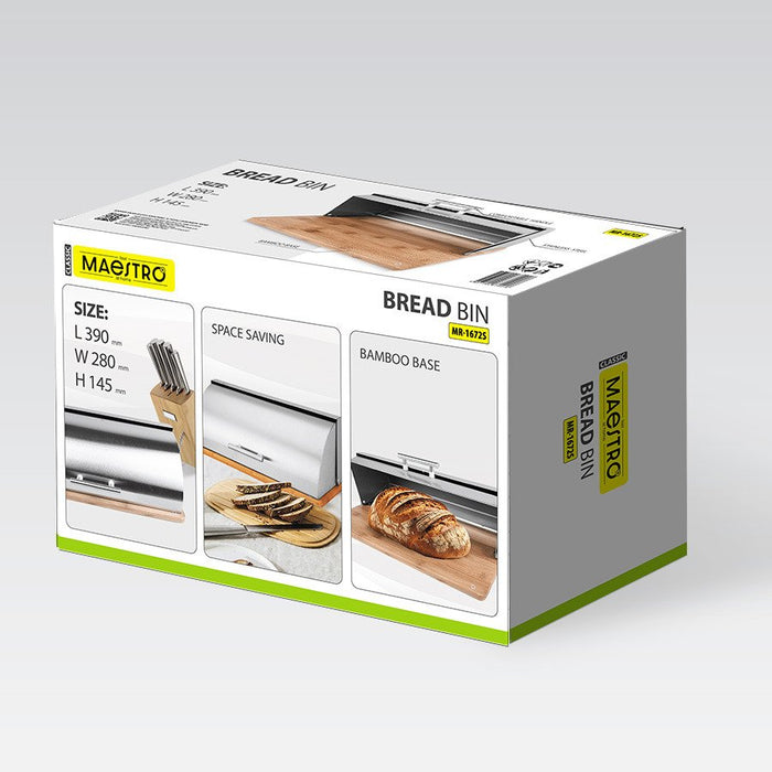 EAN 4897144670918 - Maestro MR-1672S panera Rectangular Plata, Madera Acero inoxidable, Bamboo imagen 6