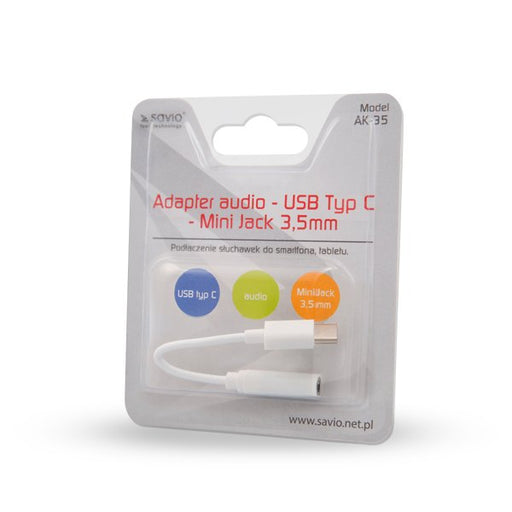 EAN 5901986044178 - Savio AK-35 cable de teléfono móvil Blanco 0,12 m USB C 3,5mm imagen 2