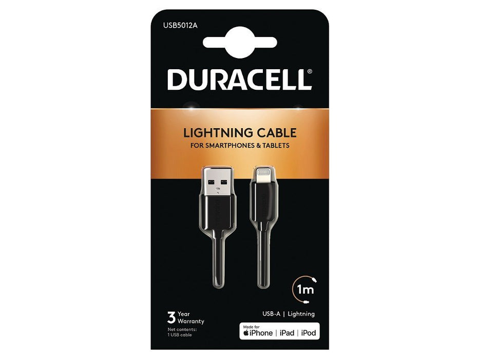 EAN 5055190136737 - Duracell USB5012A cable USB 1 m Lightning Negro imagen 1