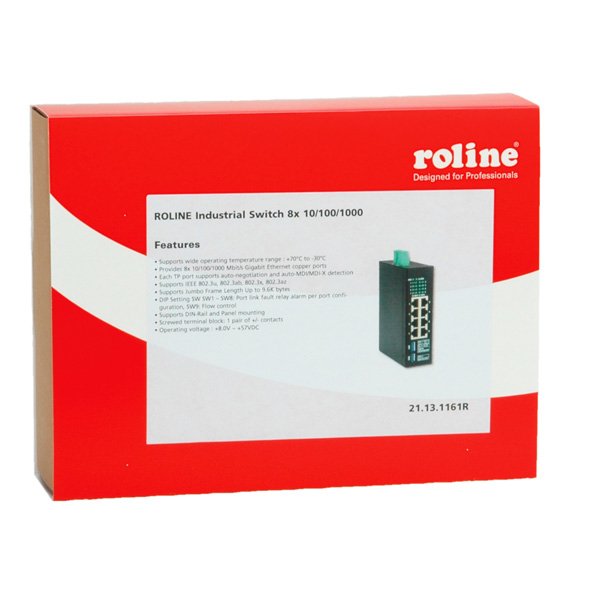 EAN 7611990117413 - ROLINE Gigabit Ethernet Industrial Switch No administrado Gigabit Ethernet (10/100/1000) Negro imagen 3