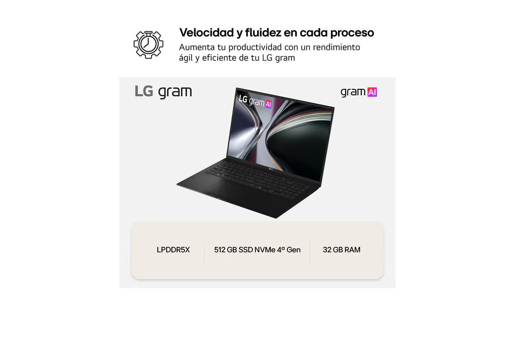 EAN 8806096825228 - LG Gram 16Z90TL-G ULTRA7-258V IA SYST Intel Core Ultra 7 Portátil 40,6 cm (16") WQXGA 32 GB LPDDR5x-SDRAM imagen 9