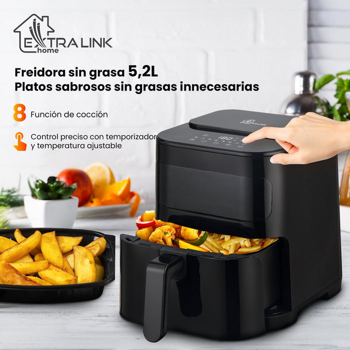 EAN 5906168634512 - Extralink HOME AIR FRYER 5.2L EU SJ-520 freidora Sencillo 5,2 L 1600 W Freidora de aire caliente Negro imagen 14