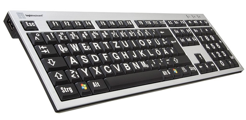 EAN 5707795008147 - Logickeyboard XLPrint teclado Oficina USB QWERTZ Alemán Aluminio, Negro imagen 2