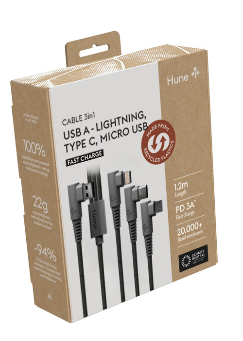 EAN 7798397480491 - Hune AT-ACC-CA-362 cable USB USB 2.0 1,2 m USB A USB C/Micro USB-A/Lightning Verde, Gris, Naranja imagen 6