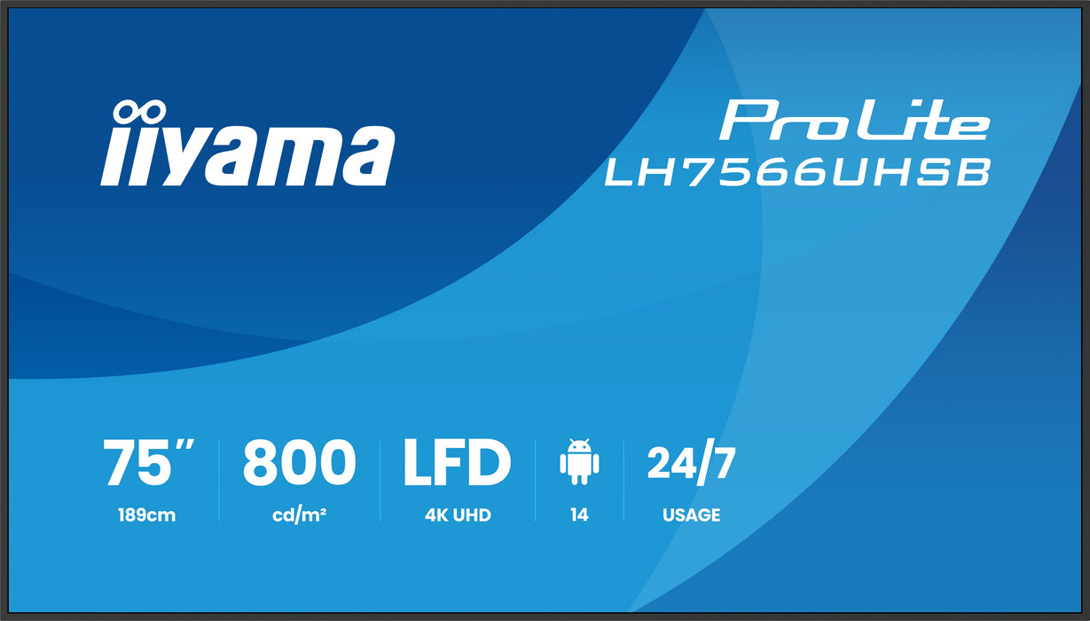EAN 4948570128242 - iiyama LH7566UHSB-B1AG pantalla de señalización Pantalla plana para señalización digital 190,5 cm (75") L imagen 1