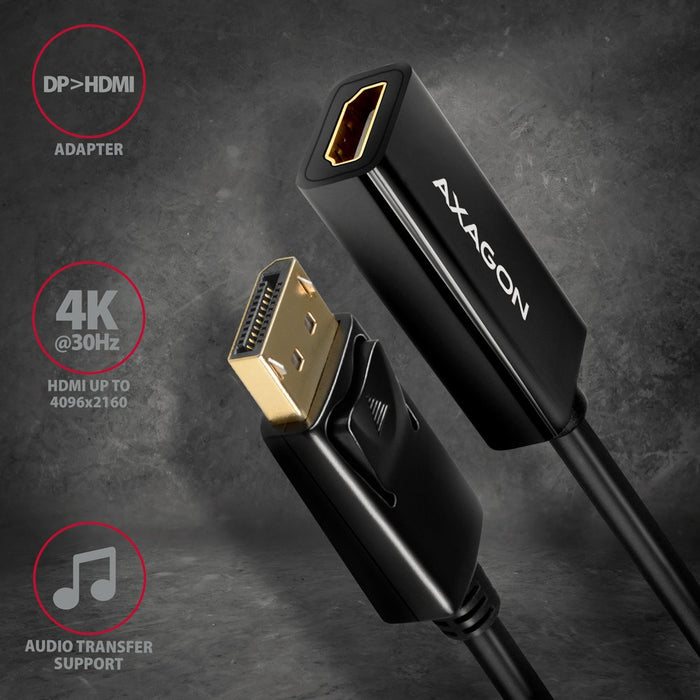 EAN 8595247906052 - Axagon RVD-HI14N adaptador de cable de vídeo 0,18 m DisplayPort HDMI Negro imagen 2