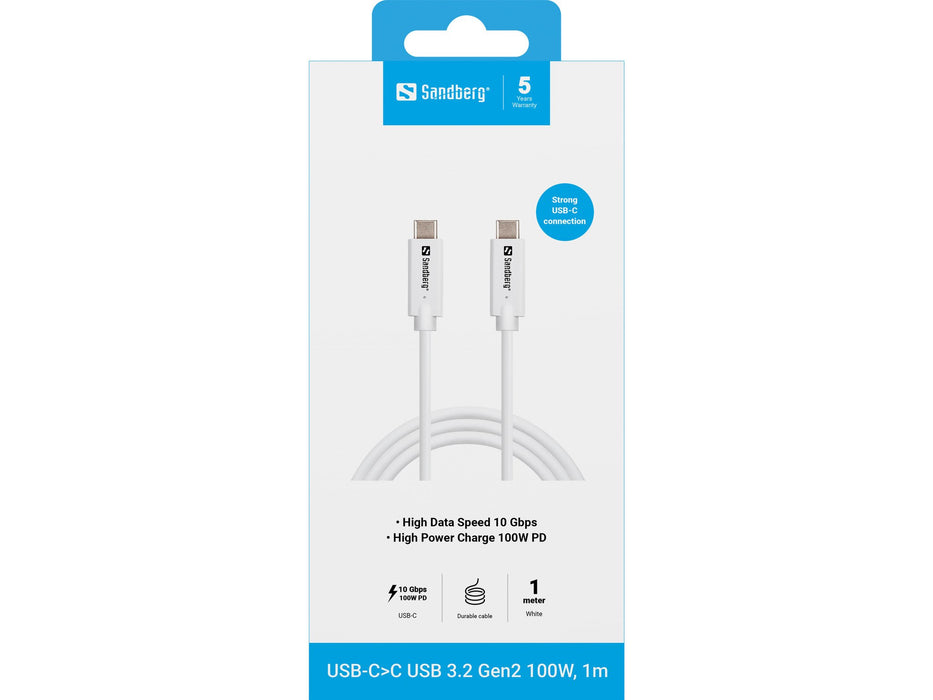 EAN 5705730136535 - Sandberg 136-53 cable USB USB 3.2 Gen 2 (3.1 Gen 2) 1 m USB C 10 Gbit/s 100 W Blanco imagen 2