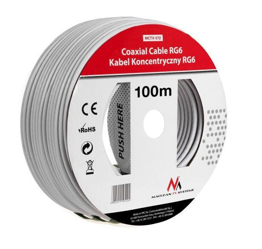 EAN 5902211105411 - Maclean MCTV-572 cable coaxial RG-6/U 100 m Blanco imagen 3