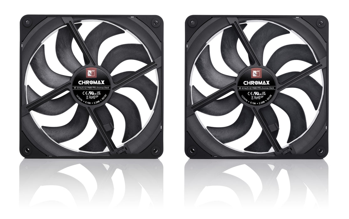 EAN 9010018100730 - Noctua NF-A14X25 G2 PWM SX2-PP CHROMAX.BLACK sistema de refrigeración para ordenador Carcasa del ordenado imagen 2