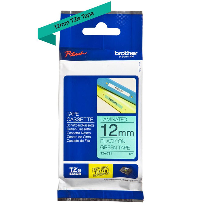 EAN 4977766691352 - Brother TZE-731 cinta para impresora de etiquetas Negro sobre verde imagen 3