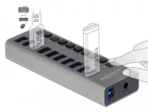 EAN 4043619636709 - DeLOCK 63670 hub de interfaz USB 3.2 Gen 1 (3.1 Gen 1) Type-B 5000 Mbit/s Gris imagen 2