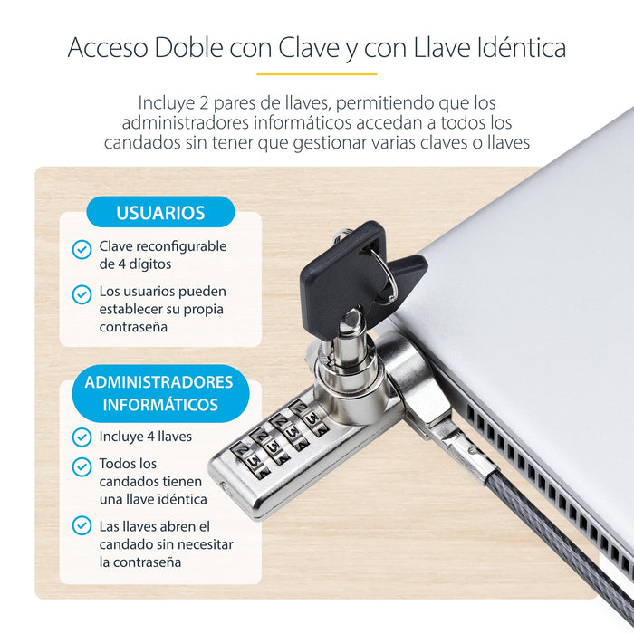 EAN 65030908443 - StarTech.com DUALKA10-LAPTOP-LOCK cable antirrobo Negro, Acero imagen 12