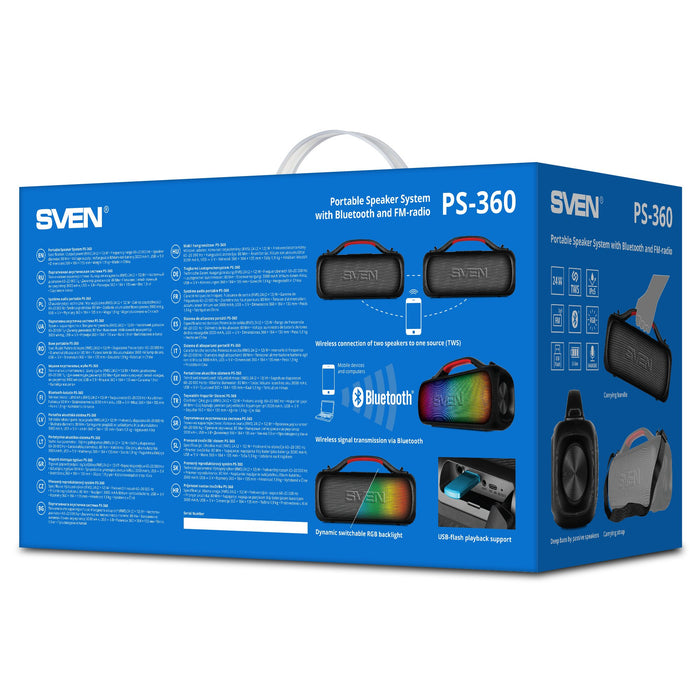 EAN 6438162021740 - SVEN PS-360 altavoz portátil o de fiesta Altavoz monofónico portátil Negro 24 W imagen 13