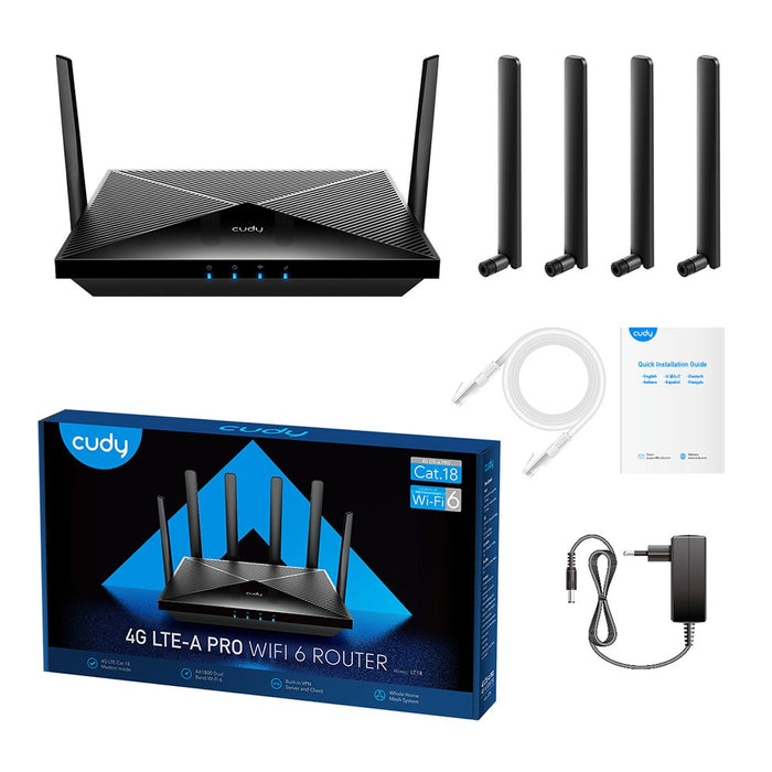 EAN 6971690792145 - Cudy LT18 router inalámbrico Gigabit Ethernet Doble banda (2,4 GHz / 5 GHz) 4G Negro imagen 5