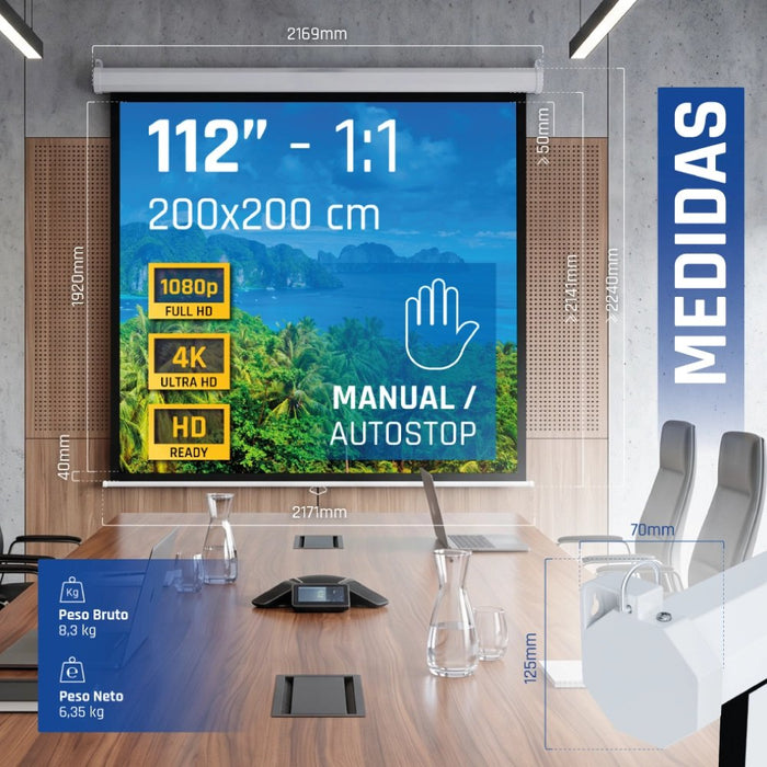 EAN 8435364308486 - iggual PSIMS200 pantalla de proyección 2,82 m (111") 1:1 imagen 4