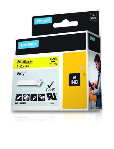 EAN 0071701059871 - DYMO 1805431 cinta para impresora de etiquetas Negro sobre amarillo imagen 2