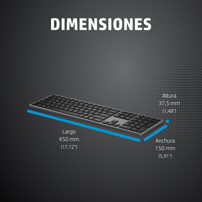 EAN 5715328187412 - HP 975 USB+BT Dual-Mode Wireless Keyboard teclado RF Wireless + Bluetooth Negro imagen 5