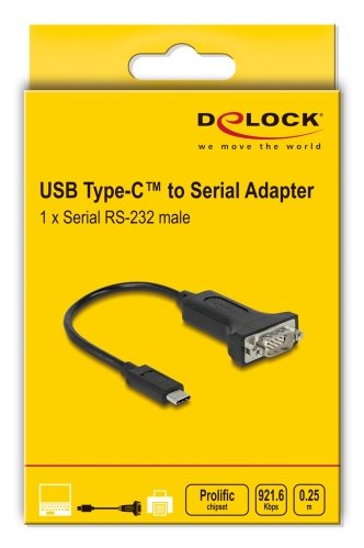 EAN 4043619643073 - DeLOCK 64307 cable de serie Negro 0,25 m USB Tipo C RS-232 imagen 2