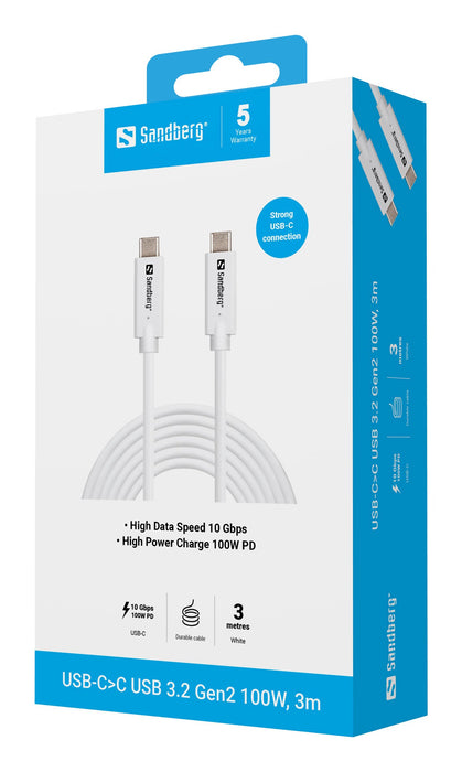 EAN 5705730136757 - Sandberg 136-75 cable USB USB 3.2 Gen 2 (3.1 Gen 2) 3 m USB C Blanco imagen 3