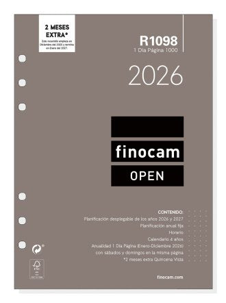 EAN 8422952401902 - Finocam 711680026 accesorio para organizador personal Recambio para agenda imagen 1