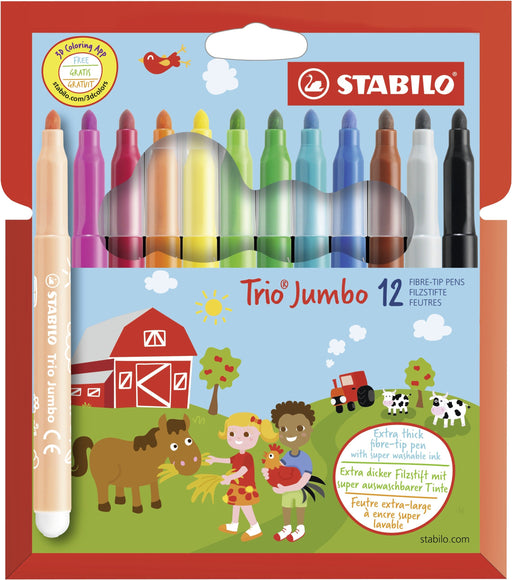 EAN 4006381492560 - STABILO Trio Jumbo rotulador Negro, Azul, Marrón, Verde, Cian claro, Verde claro, Naranja, Melocotón, Ros imagen 1