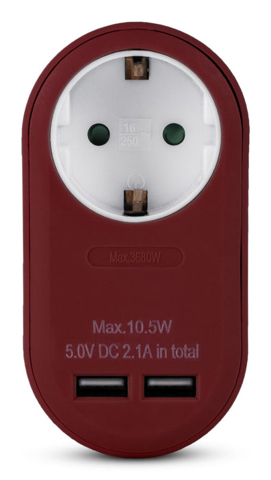 EAN 5999097985442 - Entac EPAG-1EE-2USB-BR adaptador de enchufe eléctrico Tipo F Borgoña imagen 3