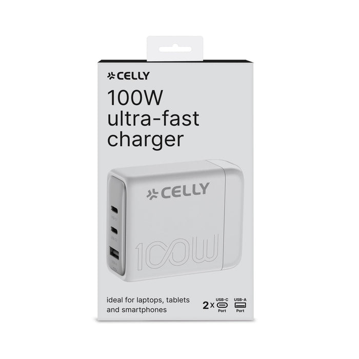 EAN 8021735204527 - Celly PS3GAN100WWH cargador de dispositivo móvil Universal Blanco Corriente alterna, USB Carga rápida Int imagen 1
