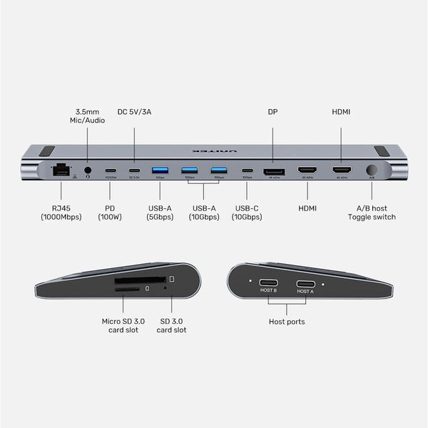 EAN 4894160058553 - UNITEK D1106AGY01 base para portátil y replicador de puertos Alámbrico USB 3.2 Gen 1 (3.1 Gen 1) Type-C G imagen 8