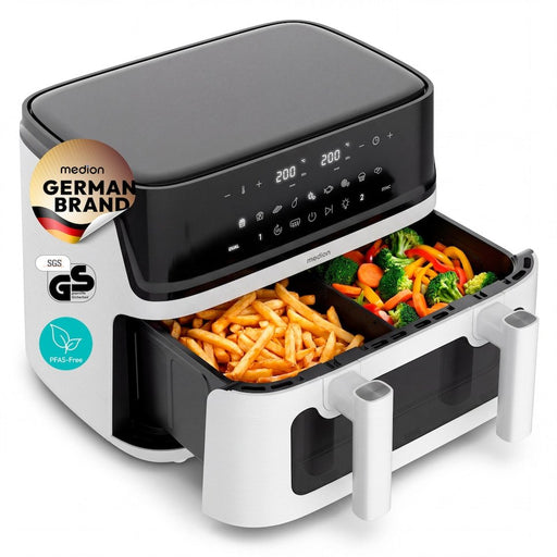 EAN 4061275248586 - MEDION LIFE P25 XXL Doble 10,8 L Independiente 3040 W Freidora de aire caliente Negro, Blanco imagen 2