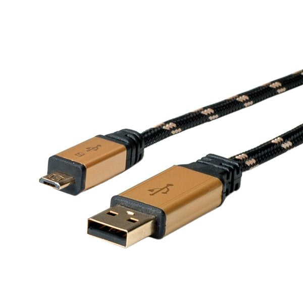 EAN 7611990110476 - ROLINE 11.02.8826 cable USB USB 2.0 1,8 m USB A Micro-USB B Negro, Oro imagen 1