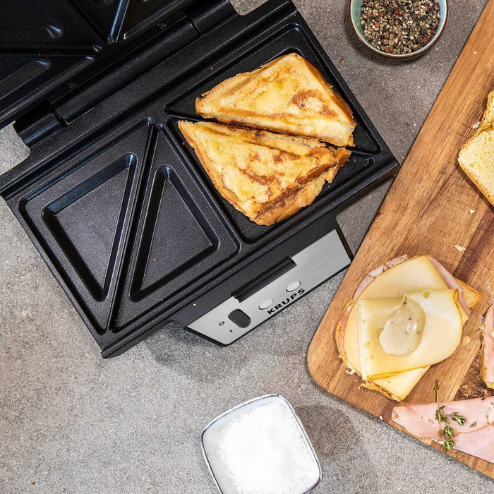 EAN 3045380023857 - Krups FDK453 sandwichera 930 W Negro, Acero inoxidable imagen 3