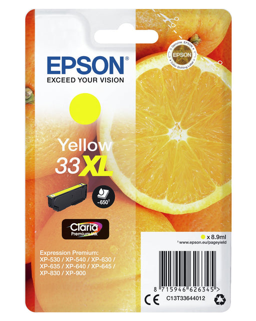 EAN 8715946626352 - Epson Oranges C13T33644022 cartucho de tinta 1 pieza(s) Original Alto rendimiento (XL) Amarillo imagen 2