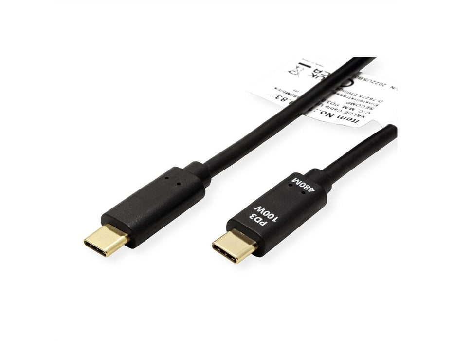 EAN 7630049624955 - VALUE 11.99.8310 cable USB USB 2.0 3 m USB C Negro imagen 3