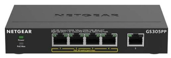 EAN 606449142433 - NETGEAR GS305PP No administrado Gigabit Ethernet (10/100/1000) Energía sobre Ethernet (PoE) Negro imagen 2