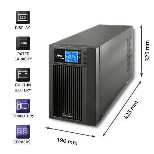 EAN 5901878530437 - Qoltec 53043 sistema de alimentación ininterrumpida (UPS) Doble conversión (en línea) 3 kVA 2400 W 2 sali imagen 3