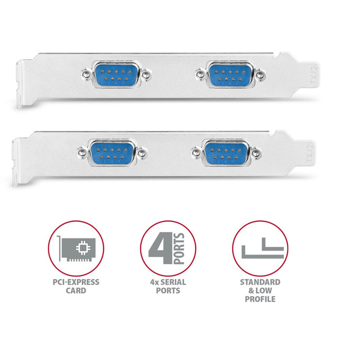 EAN 8595247905413 - Axagon PCEA-PSN PCIe-Adapter mit 4x Seriell-Ports - ASIX AX99100 Chipsatz tarjeta y adaptador de interfaz imagen 3