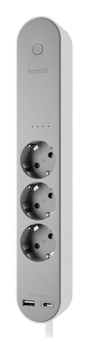 EAN 8721022290300 - Hombli HBPO-0108 base múltiple 3 salidas AC Interior Blanco, Gris imagen 1