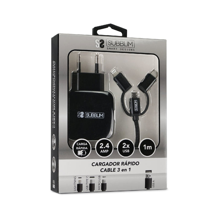 EAN 8436586740702 - SUBBLIM SUB-CHG-1ZWC02 cargador de dispositivo móvil Universal Negro Corriente alterna Carga rápida Inter imagen 6