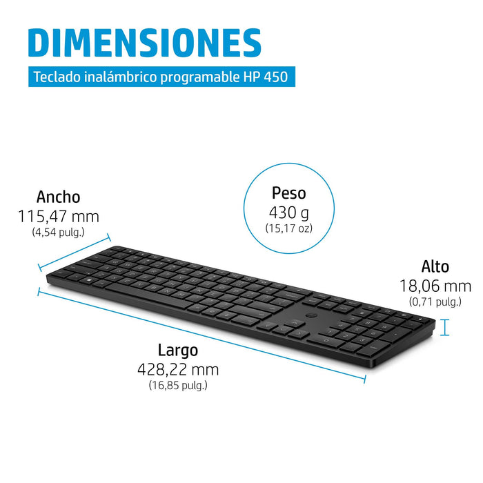 EAN 0196188162200 - HP 450 BLK Programmable Wireless Keyboard teclado RF inalámbrica + USB Negro imagen 4