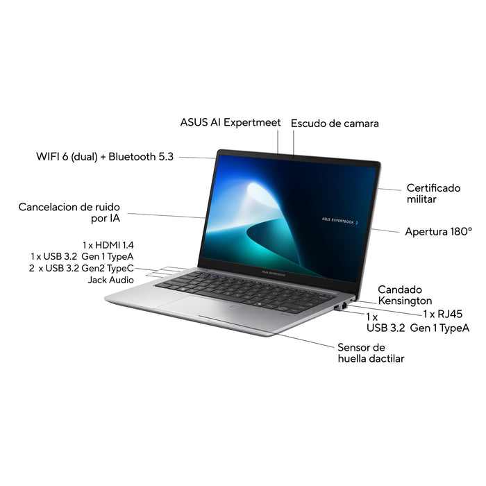EAN 4711387832509 - ASUS ExpertBook P1 P1403CVA-S60625X Intel® Core™ i5 35,6 cm (14") DDR5-SDRAM Wi-Fi 6 (802.11ax) imagen 3