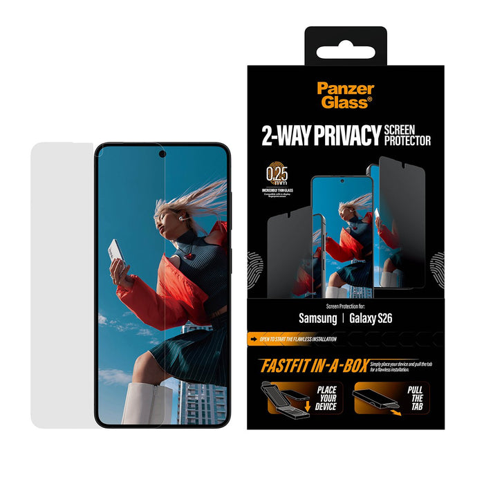 EAN 5715685033919 - PanzerGlass ® 2-Way Privacy Screen Protector Samsung Galaxy S26 | Ultra-Wide Fit w. FASTFIT IN-A-BOX Prot imagen 2
