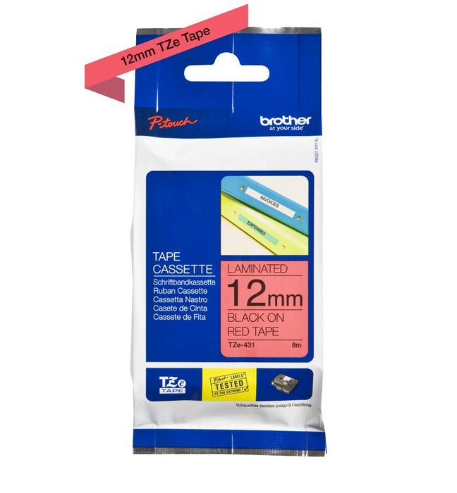 EAN 4977766681858 - Brother TZE-431 cinta para impresora de etiquetas Negro sobre rojo imagen 3